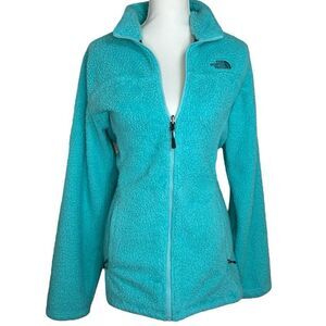 The North Face Ostio Fleece Teal Turquoise Blue Sherpa Full Zip Jacket Medium